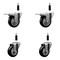 Service Caster 3.5'' Black Poly Swivel 7/8'' Expanding Stem Caster Set 2 Total Lock Brakes, 4PK SCC-EXTTL20S3514-PPUB-BLK-2-S-2-78 - alternate 1